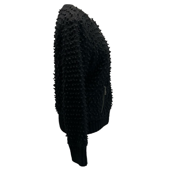 Anine Bing Black Wool Blend Bauble 3D Textured Zipper Front Jacket Coat Womens S - Picture 10 of 16